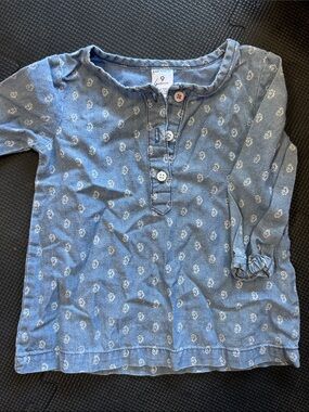 Carter's Blue Floral Print Long-Sleeve Henley Top